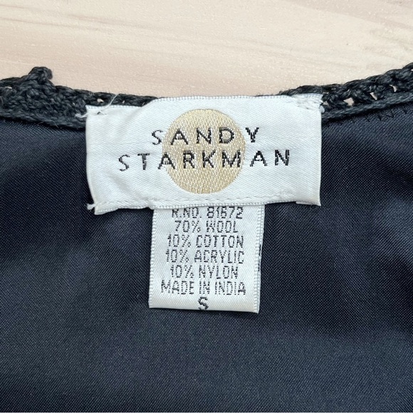 Sandy Starkman Vintage 80’s Wool Patchwork Art to Wear Crop Jacket Black Tan, S - Picture 3 of 10